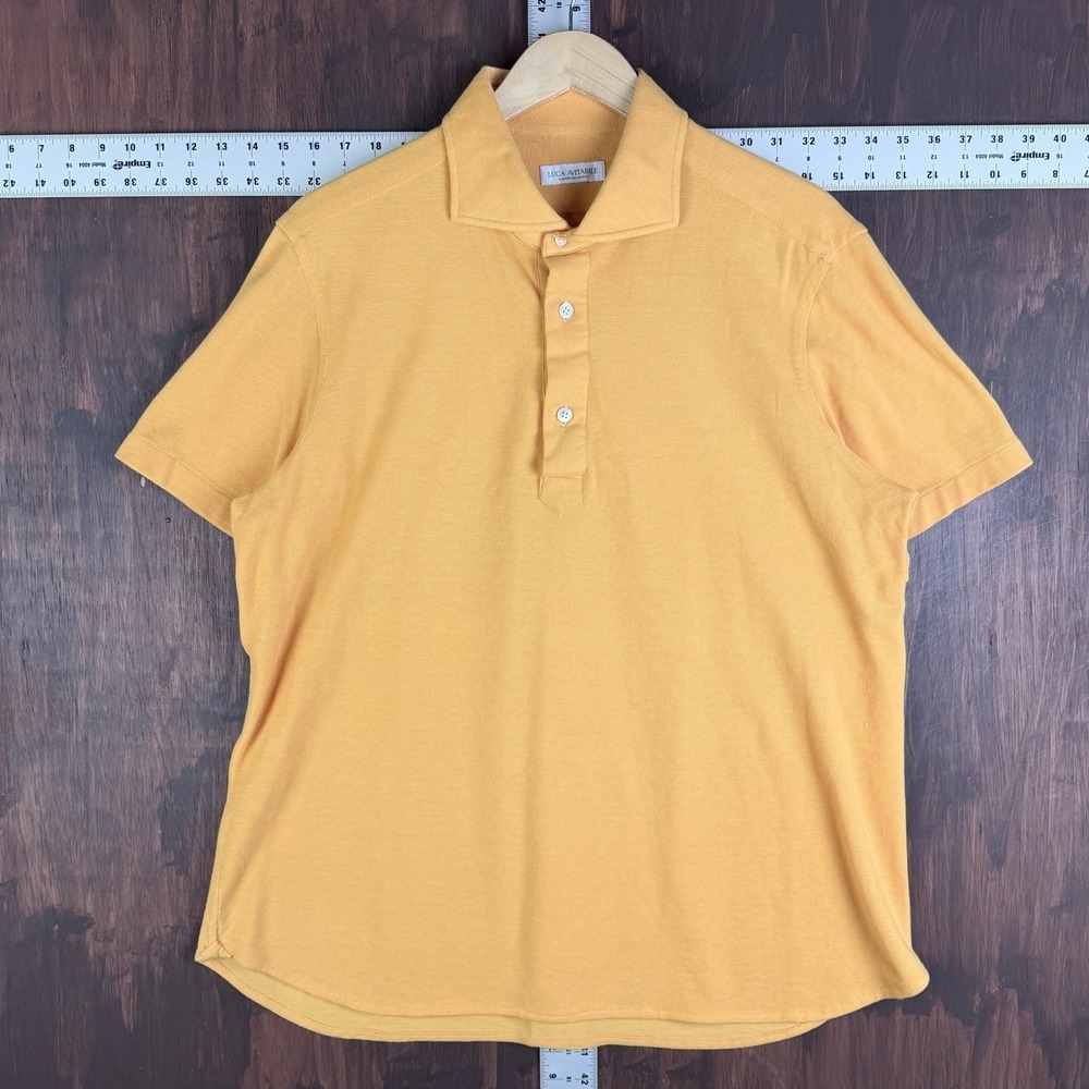 Luca Avitabile‎ Handmade Polo Shirt Fine Cotton Mustard Men 2XL XXL Fashion GUC
